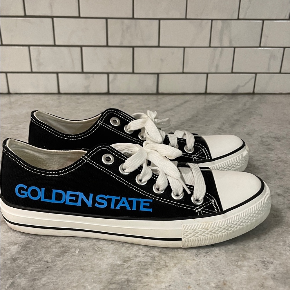 E-Lov Sneakers Womens 9‎ Golden State Warriors Basketball Black Shoes Toe Cap